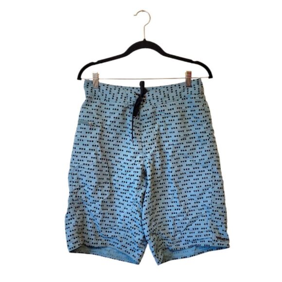 Patagonia Men's Light Blue Geometric Dot Print Swim Trunks Size 31 - Picture 1 of 5